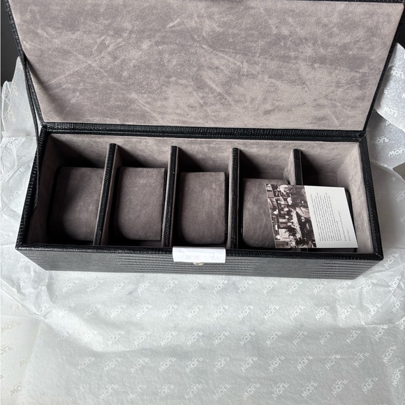 WOLF Textured Black 5pc Watch Box NEW - Picture 3 of 5